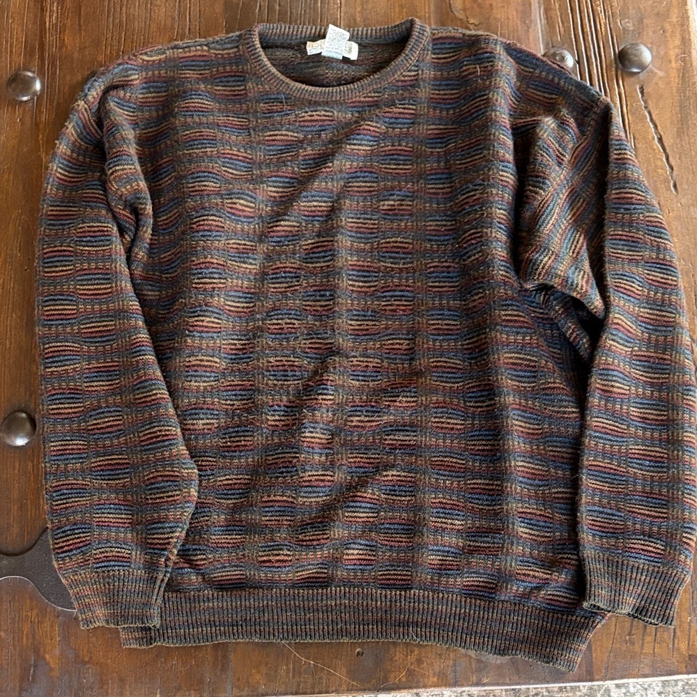 Men's Italian Multicolor Patterned Crewneck Sweater